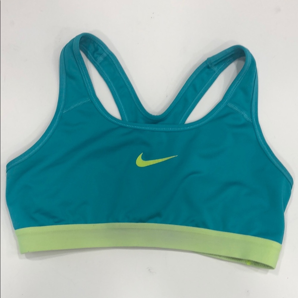 Nike Dri-Fit Women's Teal and Lime Sports Bra